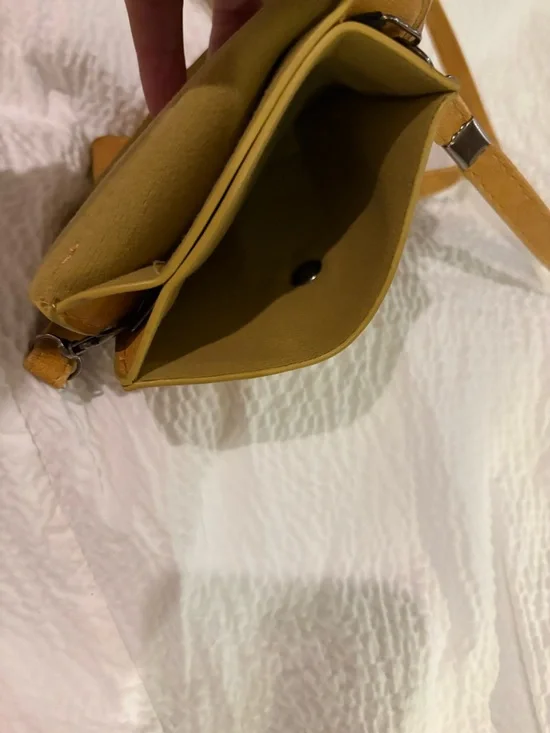 Mustard Yellow Laser-Cut Leather Crossbody Bag - Women - Picture 8 of 12